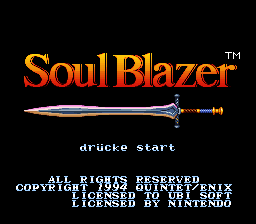 Soul Blazer (Germany) Title Screen